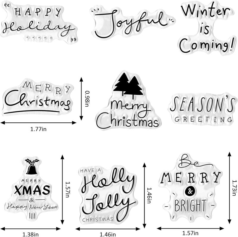 Threetols Christmas Clear Stamps for Card Making, Christmas Tree Winter Xmas Words Silicone Stamps for Holiday Card Making Decor DIY Scrapbooking Transparent Album Decor Paper Craft - Image 2